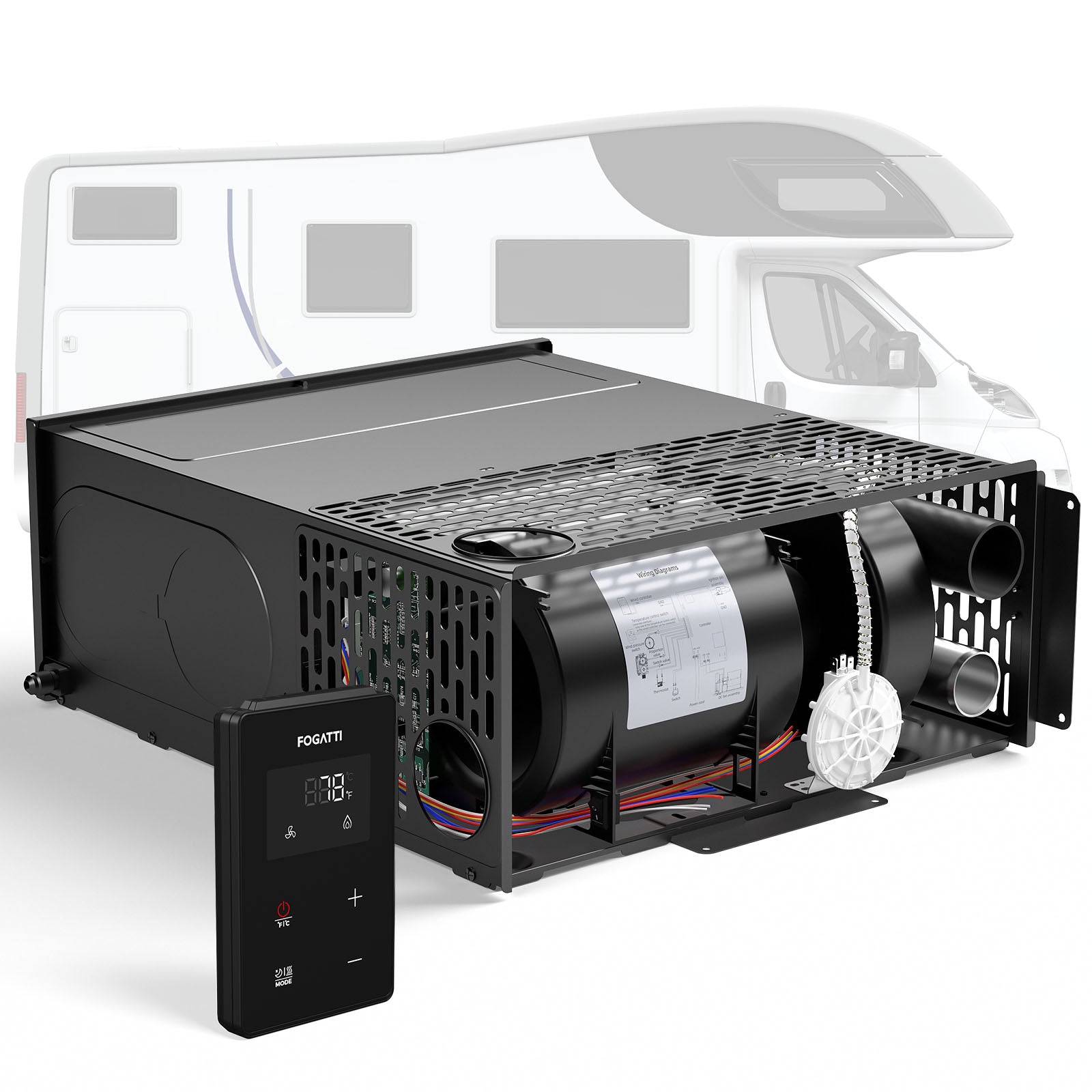 Fogatti InstaHeat 25K BTU RV Propane Furnace, LP Gas Smart Triple Explosion-Proof, Easy Installation