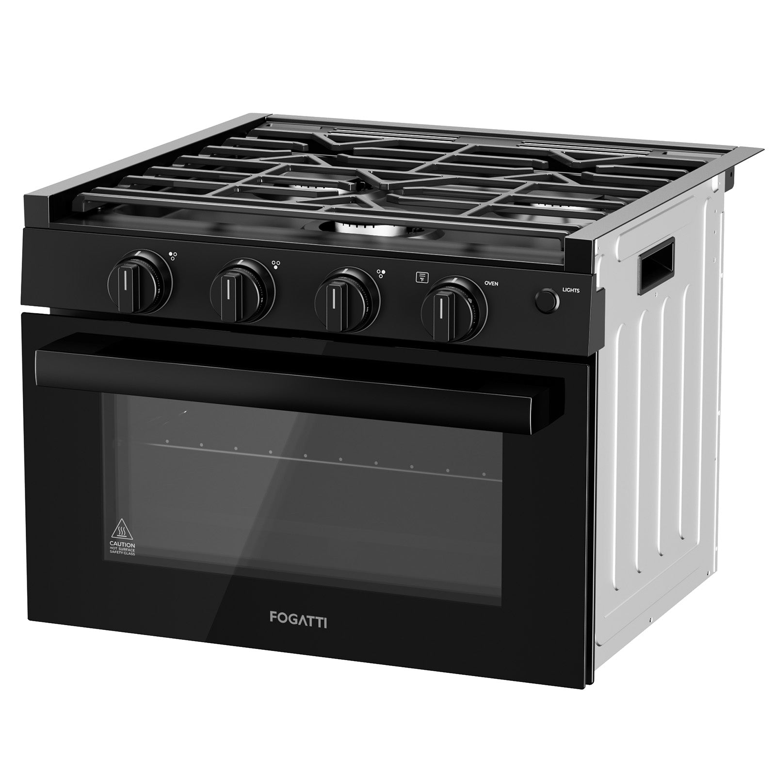 FOGATTI 17-Inch RV Oven Stove Combo, 3 Burner Propane Gas Range for Travel Trailer & Camper