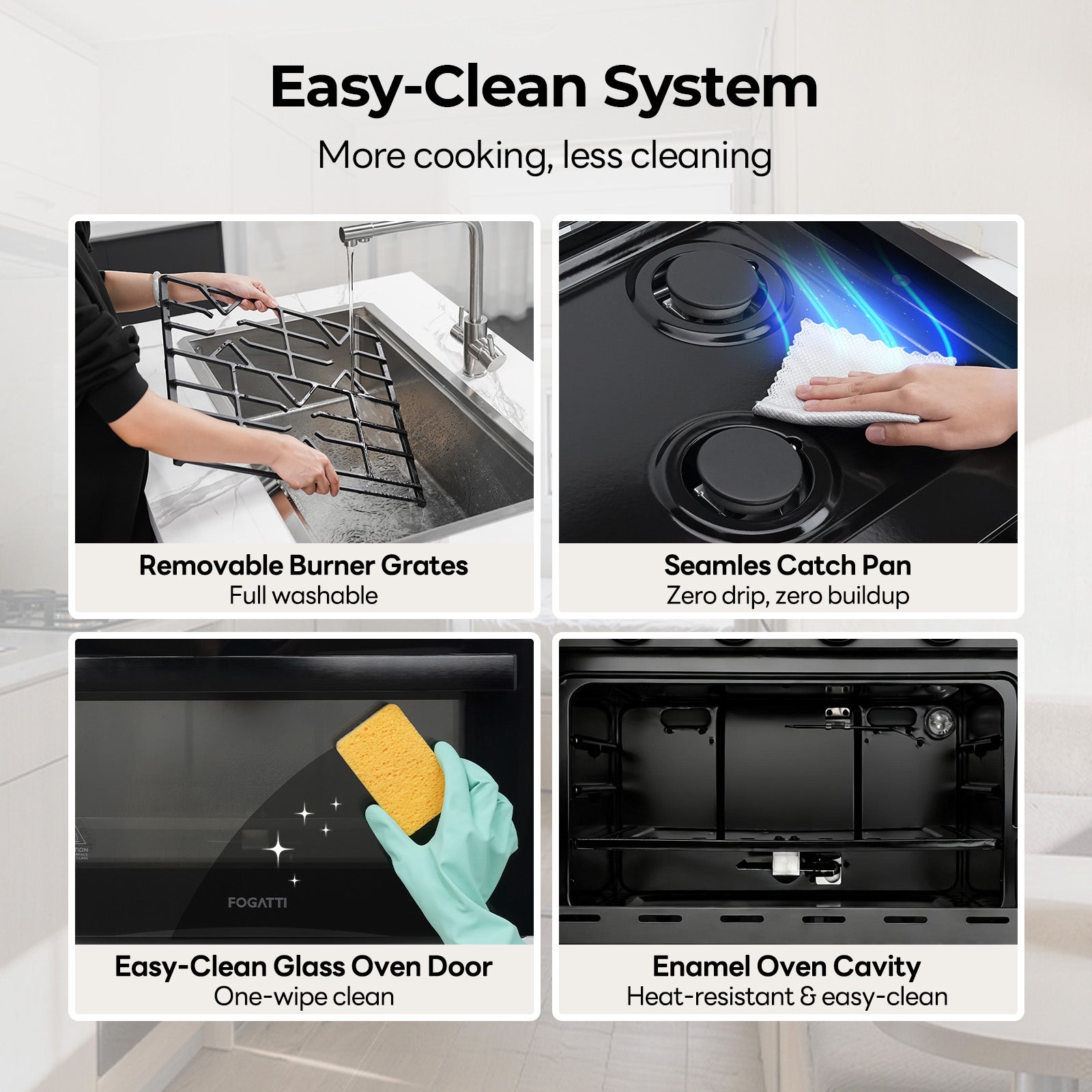 FOGATTI 17-Inch RV Oven Stove Combo, 3 Burner Propane Gas Range for Travel Trailer & Camper