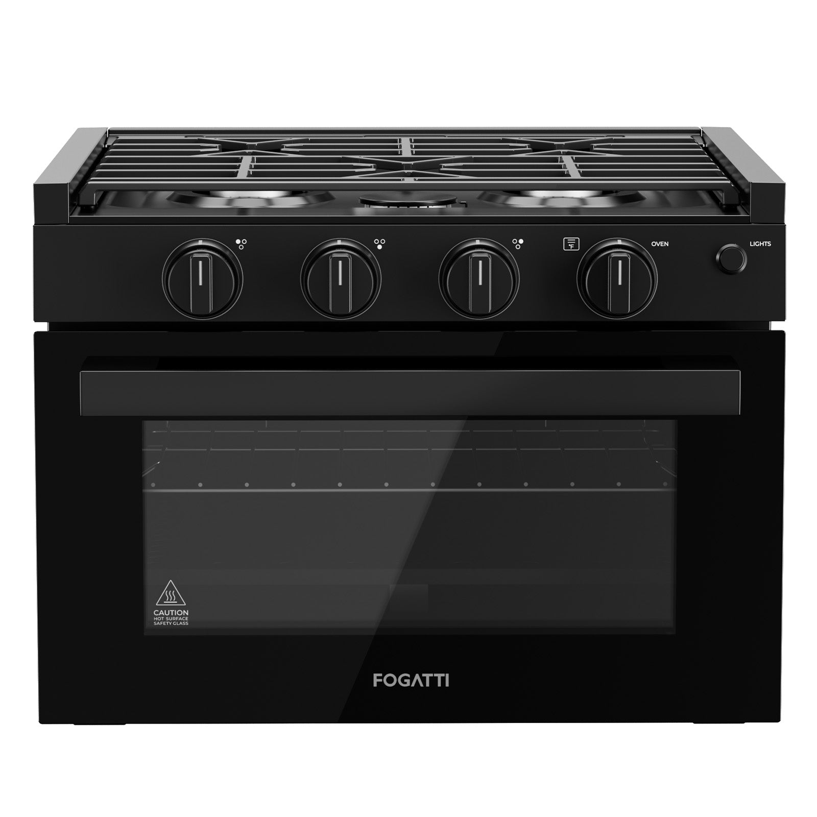FOGATTI 17-Inch RV Oven Stove Combo, 3 Burner Propane Gas Range for Travel Trailer & Camper