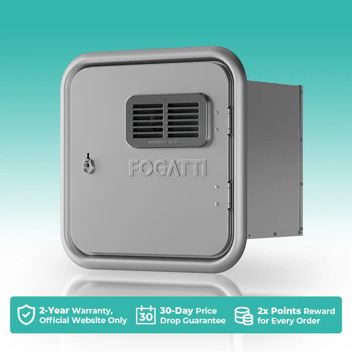 Fogatti InstaShower Ultra, 66,000 BTU, 0.5-3.9 GPM RV Tankless Water Heater with Gray Door & Mixing Tank(Supreme Series)