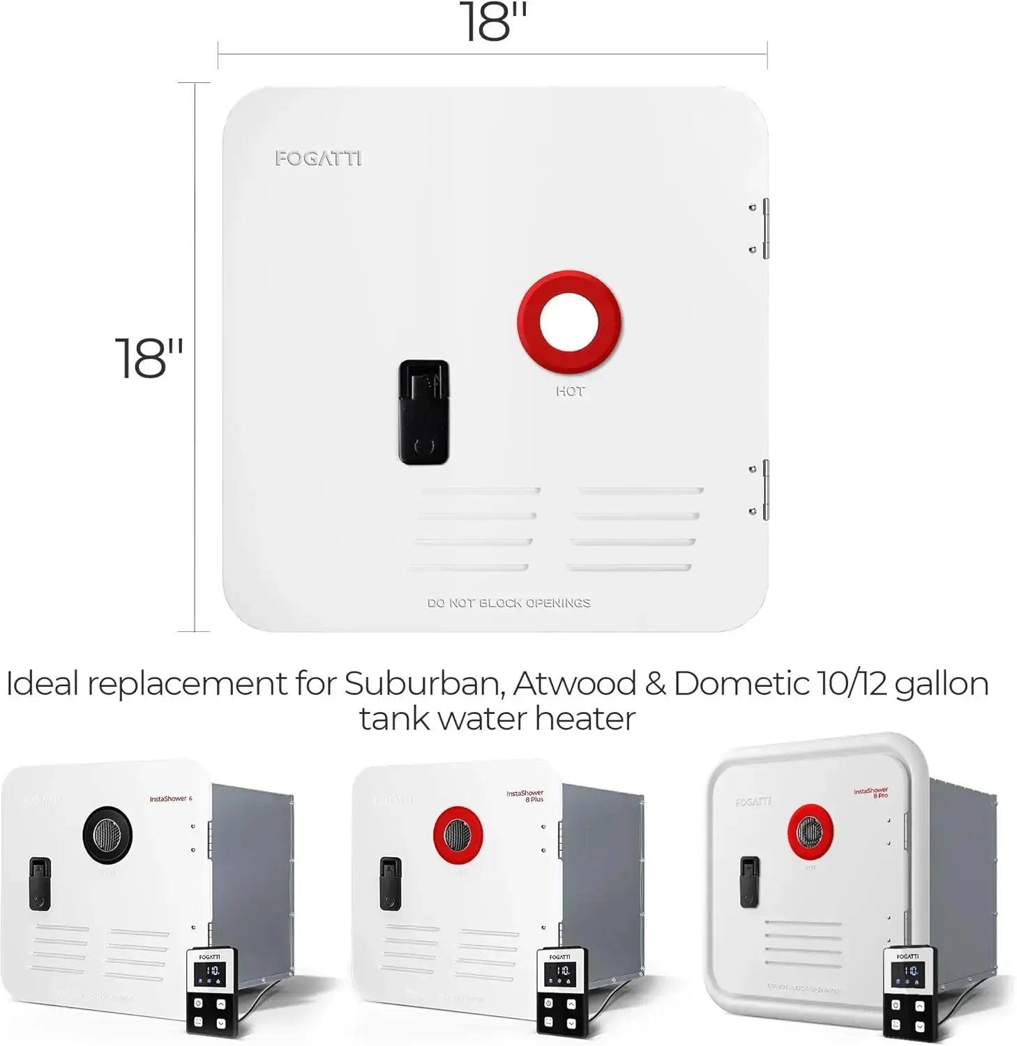 Fogatti RV Tankless Water Heater Door - 18 x 18 inches - Fogatti