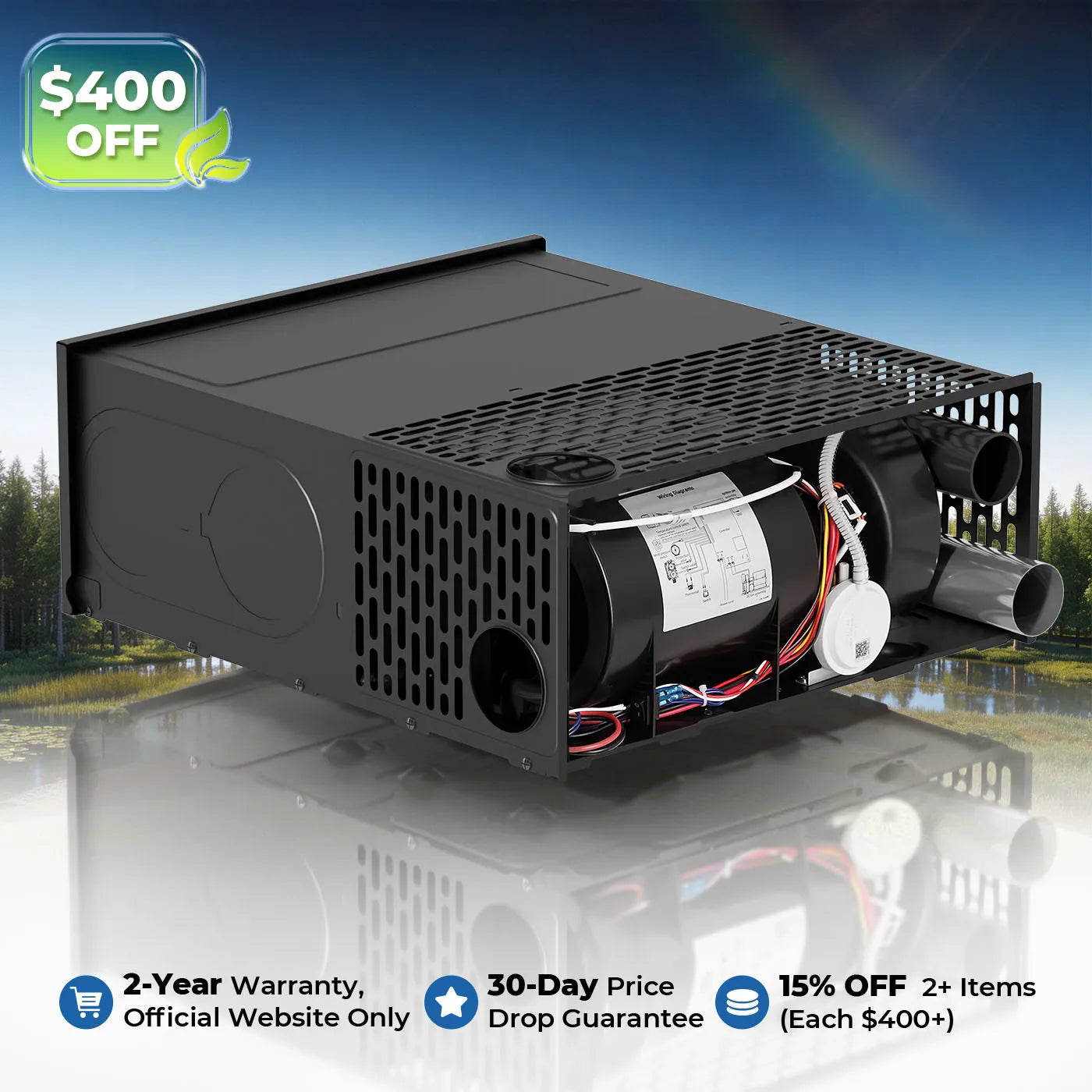 Fogatti InstaHeat 30K BTU RV Furnace, Ducted Propane Heater with Smart Remote Control,12V DC