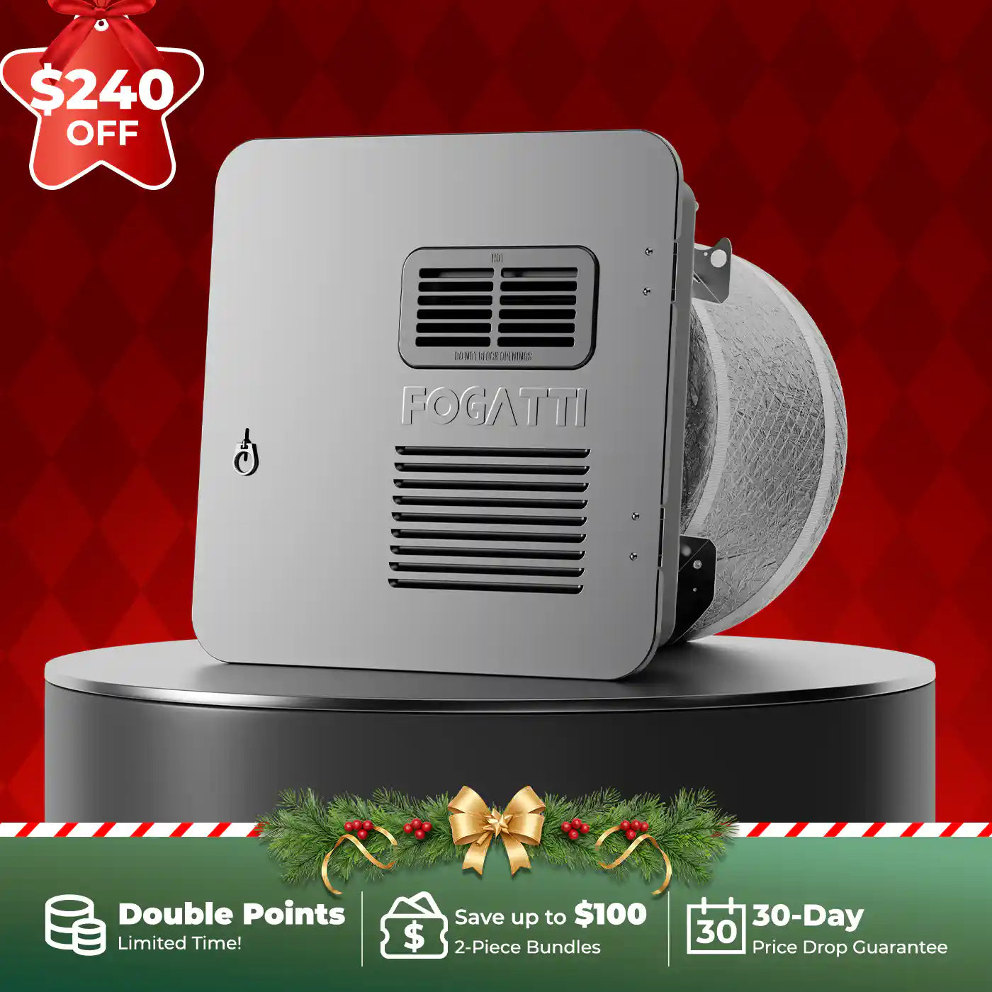 FOGATTI 10 Gallon RV Hot Water Heater, Propane/Electric Heating, Bulit-in Lifetime Anode Rod-HybridShower 10 Ultra