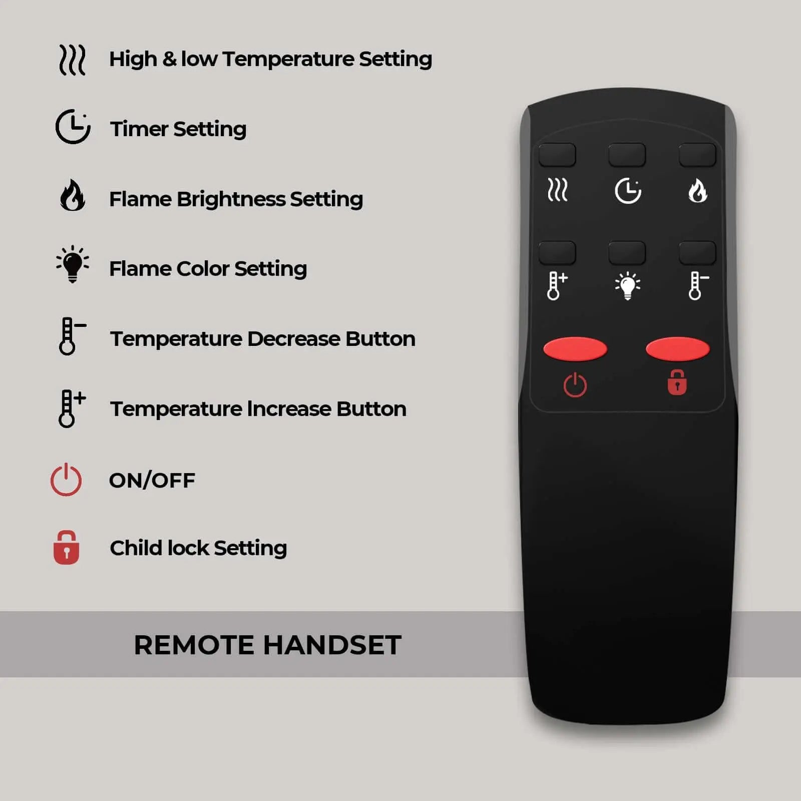 30 Inches RV Electric Fireplace - Remote Handset & convenient operation