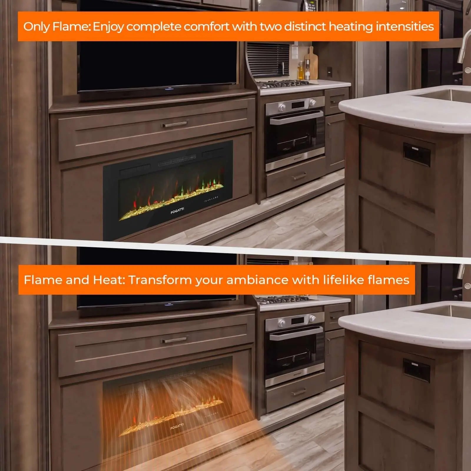 30 Inches RV Electric Fireplace - Various flame types