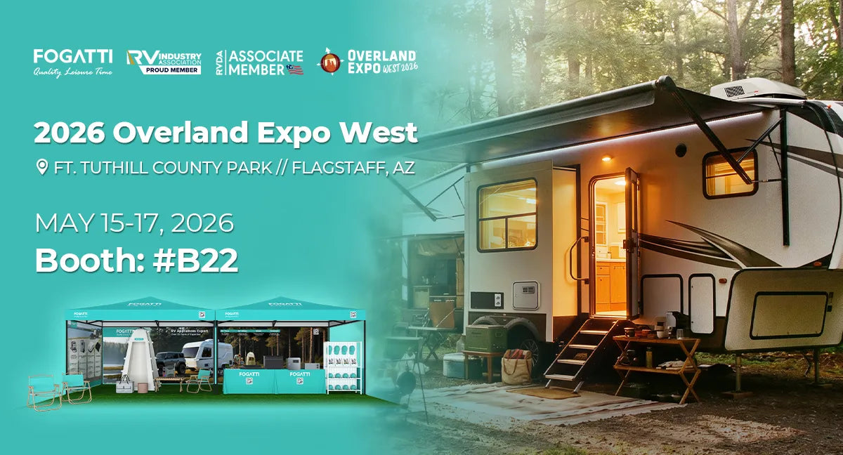 Fogatti at Overland Expo West 2026 showcasing RV comfort products
