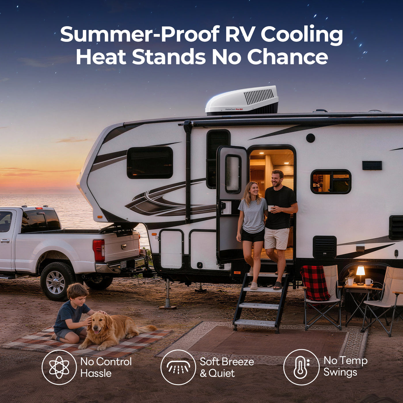 FOGATTI InstaCool Pro 18,000 BTU RV Rooftop Air Conditioner | Fast Cool