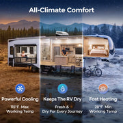 FOGATTI InstaCool Pro Max 18,000 BTU RV Rooftop Air Conditioner with Heat Pump, 16,000 BTU Heating, Compatible with Ducted and Non-Ducted RVs