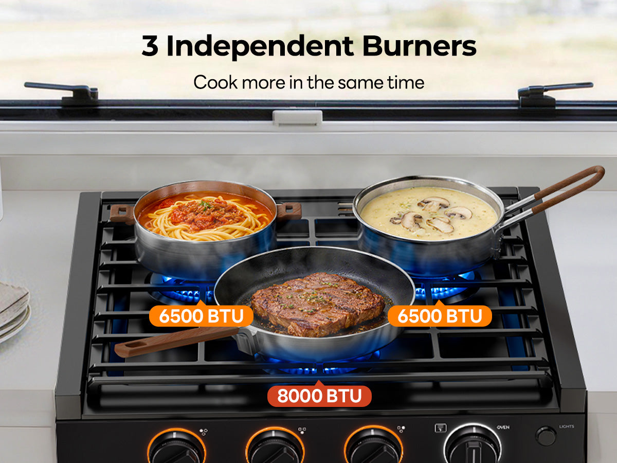 Cook on three burners