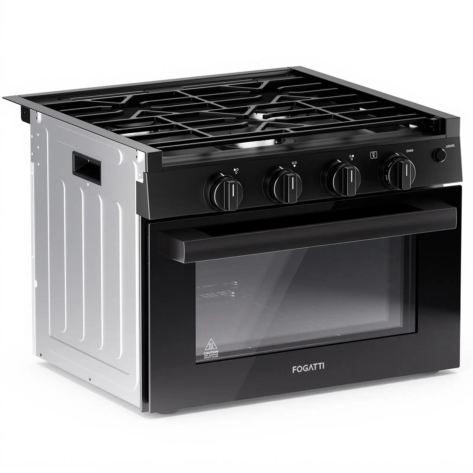 FOGATTI 17-Inch Dual-Fuel RV Range with Air Fryer, 3-Burner Propane Cooktop & Pulse Ignition
