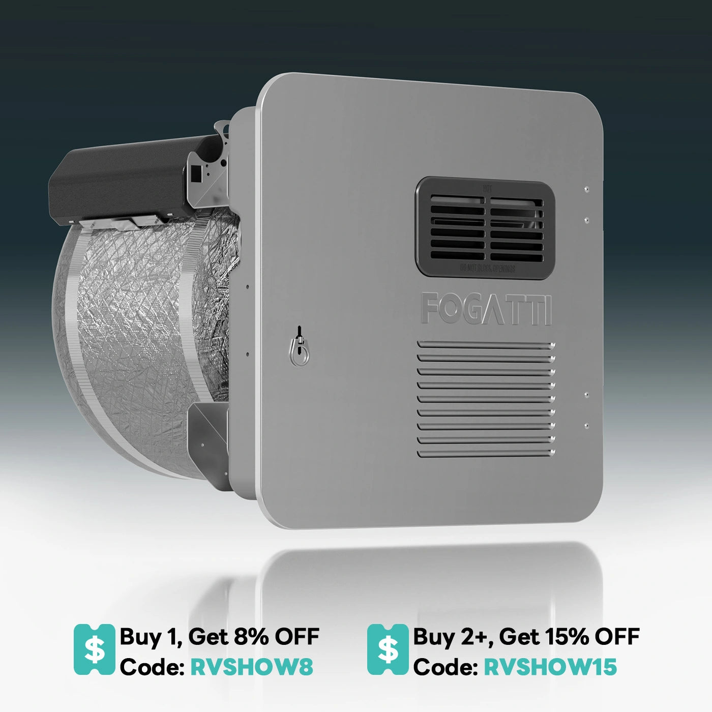 FOGATTI 10 Gallon RV Hot Water Heater, Propane/Electric Heating, Bulit-in Lifetime Anode Rod-HybridShower 10 Ultra