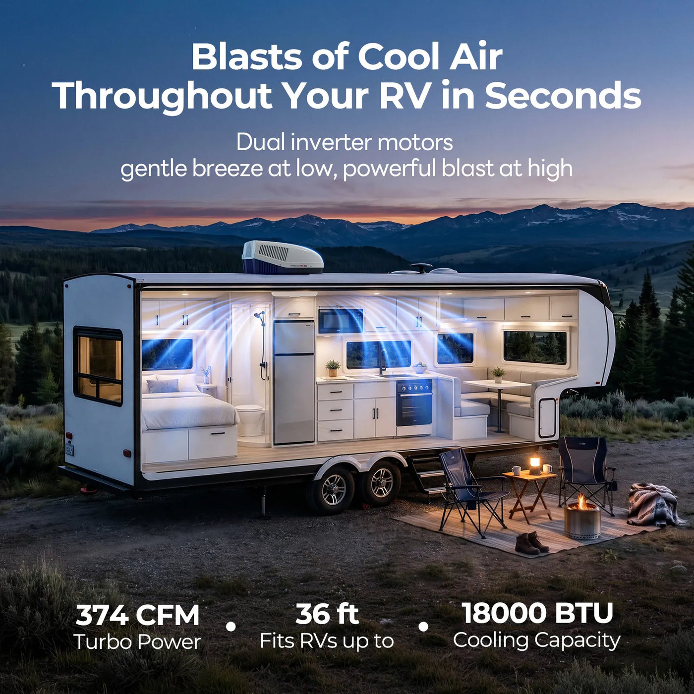 Fogatti InstaCool Pro 18,000 BTU RV Rooftop Air Conditioner with PTC Heating | Heat & Cool