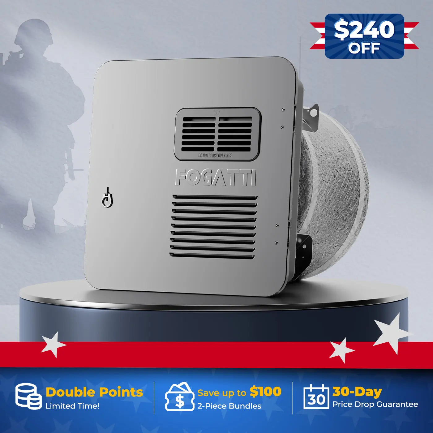 FOGATTI 10 Gallon RV Hot Water Heater, Propane/Electric Heating, Bulit-in Lifetime Anode Rod-HybridShower 10 Ultra