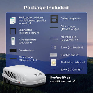 FOGATTI InstaCool Pro Max 18,000 BTU RV Rooftop Air Conditioner with Heat Pump, 16,000 BTU Heating, Compatible with Ducted and Non-Ducted RVs