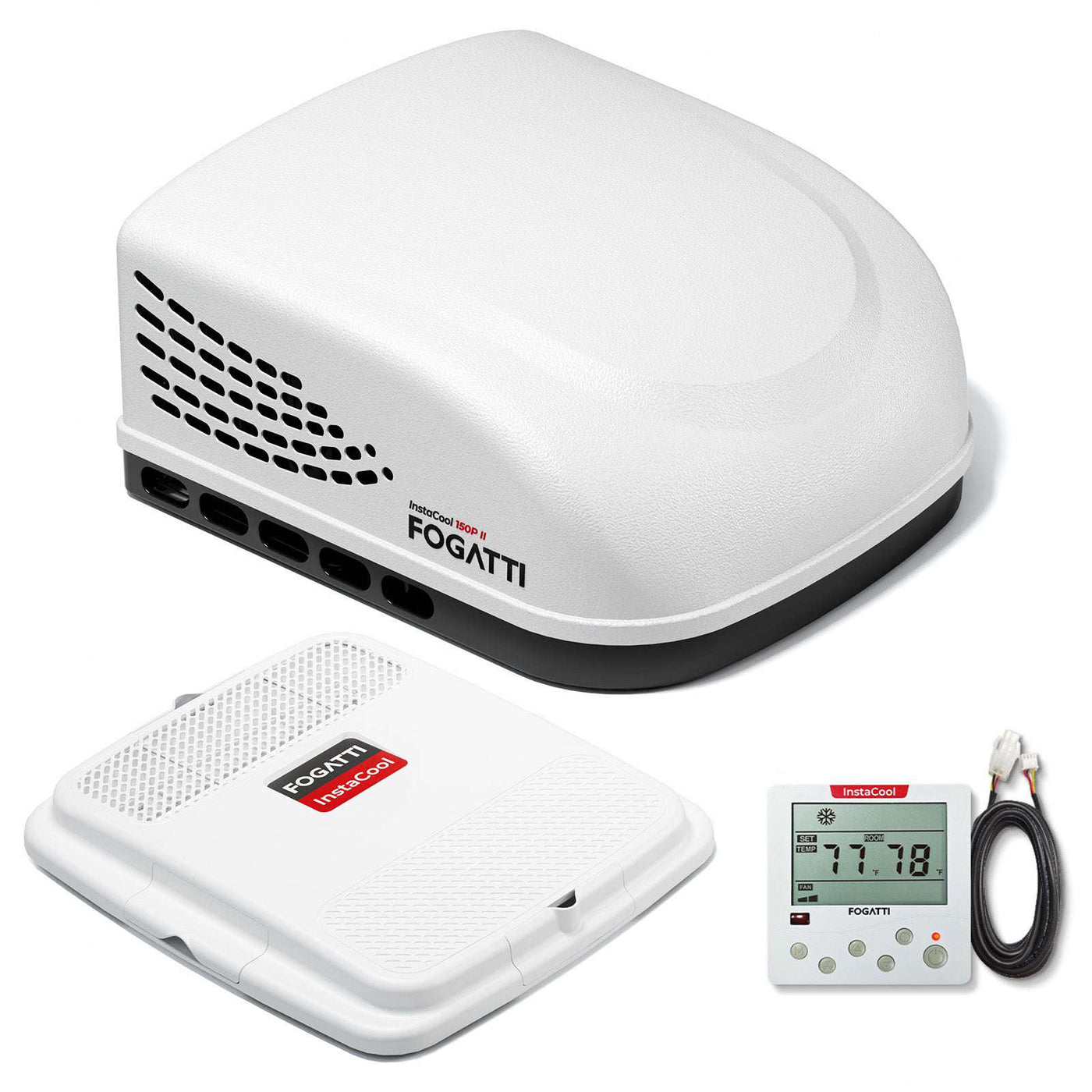 Fogatti InstaCool 15,000 BTU RV Rooftop Air Conditioner | Heat & Cool | Replaceable Non-Ducted/Ducted RV AC | 115V(AC)
