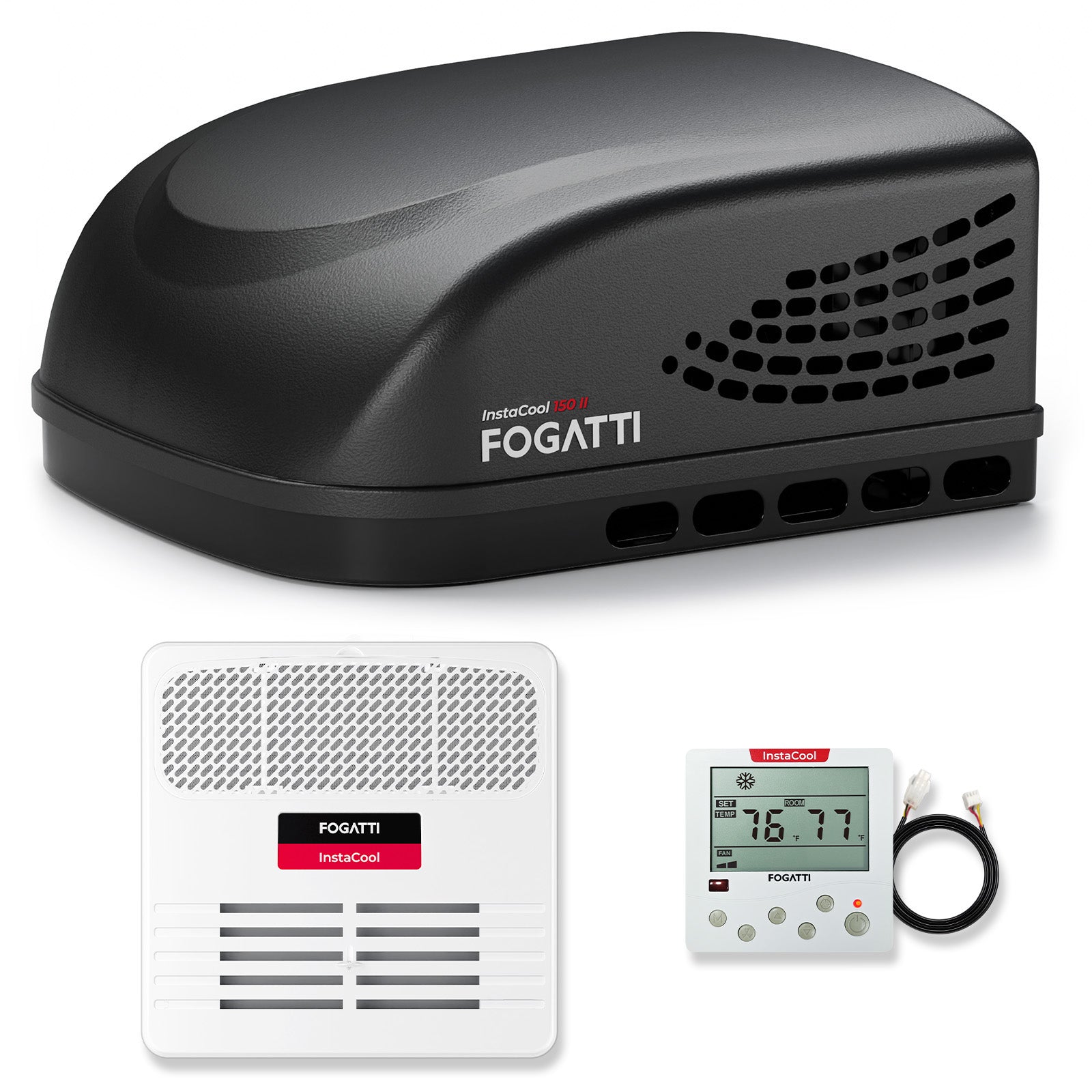 Fogatti InstaCool 15,000 BTU RV Rooftop Air Conditioner | Fast Cool | Replaceable Ducted/Non-Ducted RV AC | 115V(AC)