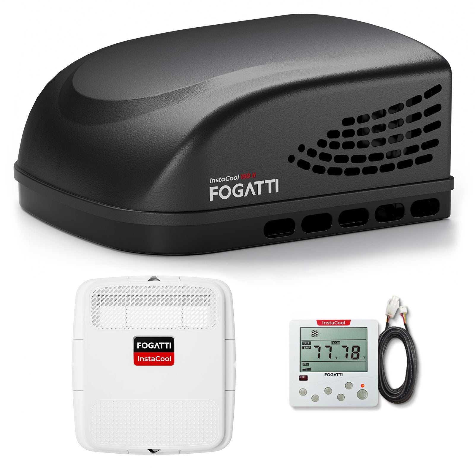 Fogatti InstaCool 15,000 BTU RV Rooftop Air Conditioner | Fast Cool | Replaceable Ducted/Non-Ducted RV AC | 115V(AC)