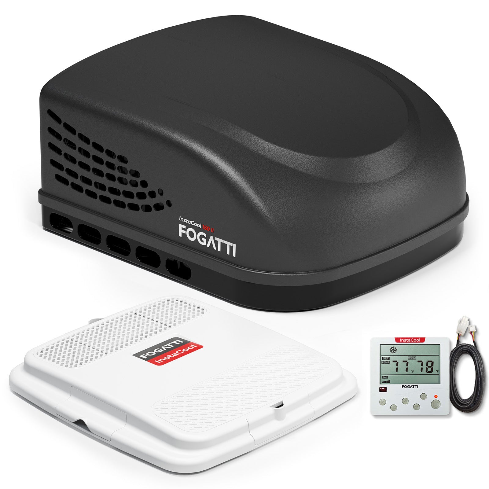 Fogatti InstaCool 15,000 BTU RV Rooftop Air Conditioner | Fast Cool | Replaceable Ducted/Non-Ducted RV AC | 115V(AC)