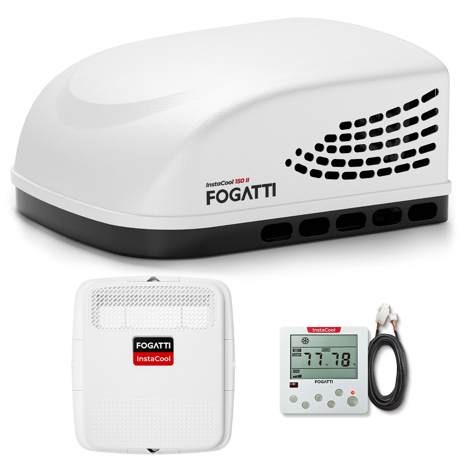 Fogatti InstaCool 15,000 BTU RV Rooftop Air Conditioner | Fast Cool | Replaceable Ducted/Non-Ducted RV AC | 115V(AC)