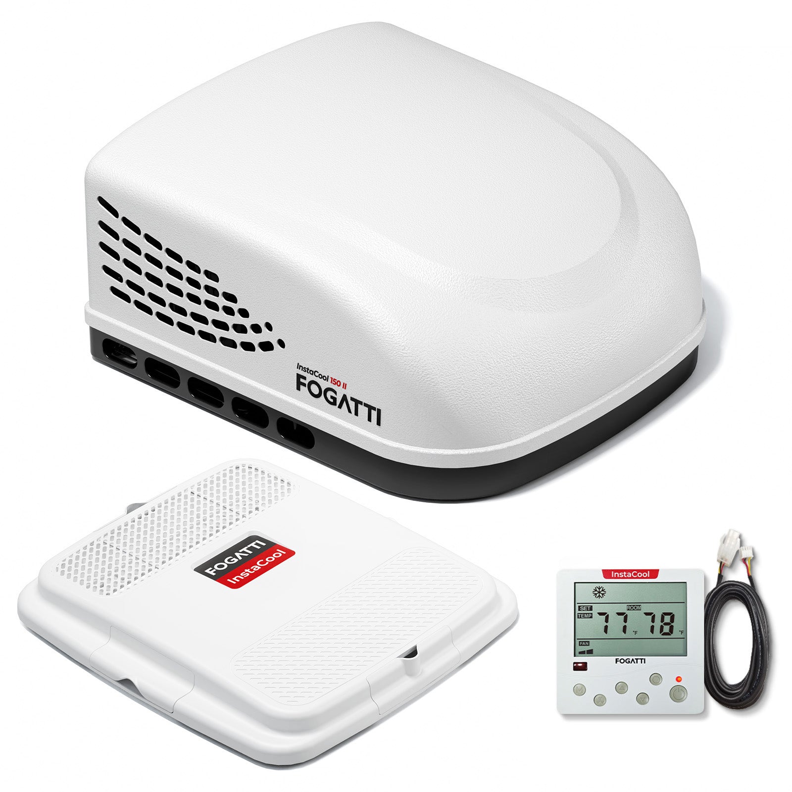 Fogatti InstaCool 15,000 BTU RV Rooftop Air Conditioner | Fast Cool | Replaceable Ducted/Non-Ducted RV AC | 115V(AC)