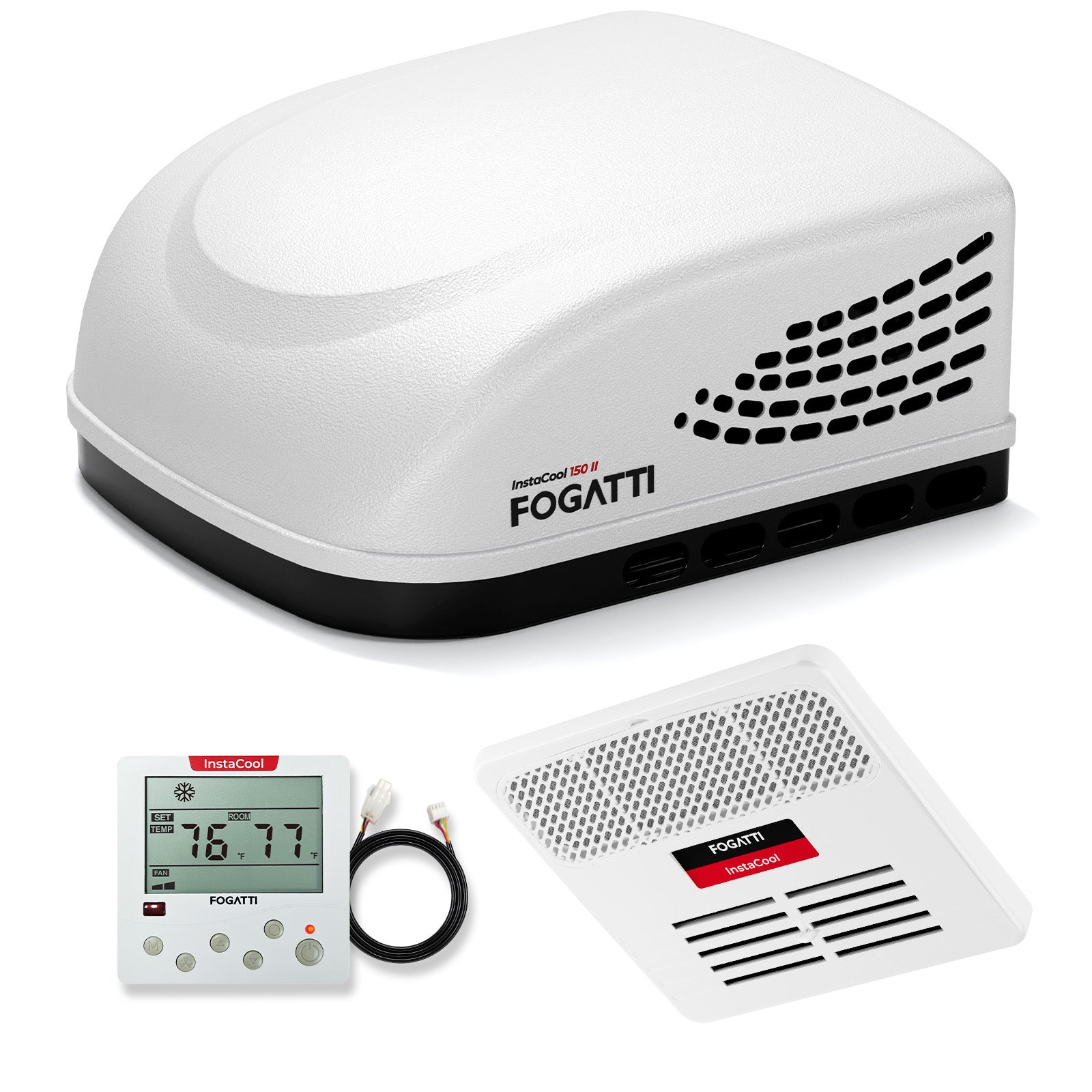 Fogatti InstaCool 15,000 BTU RV Rooftop Air Conditioner | Fast Cool | Replaceable Ducted/Non-Ducted RV AC | 115V(AC)