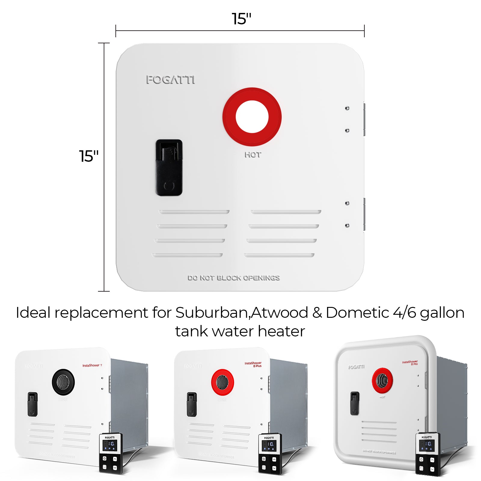 Fogatti RV Tankless Water Heater Door - 15 x 15 inches