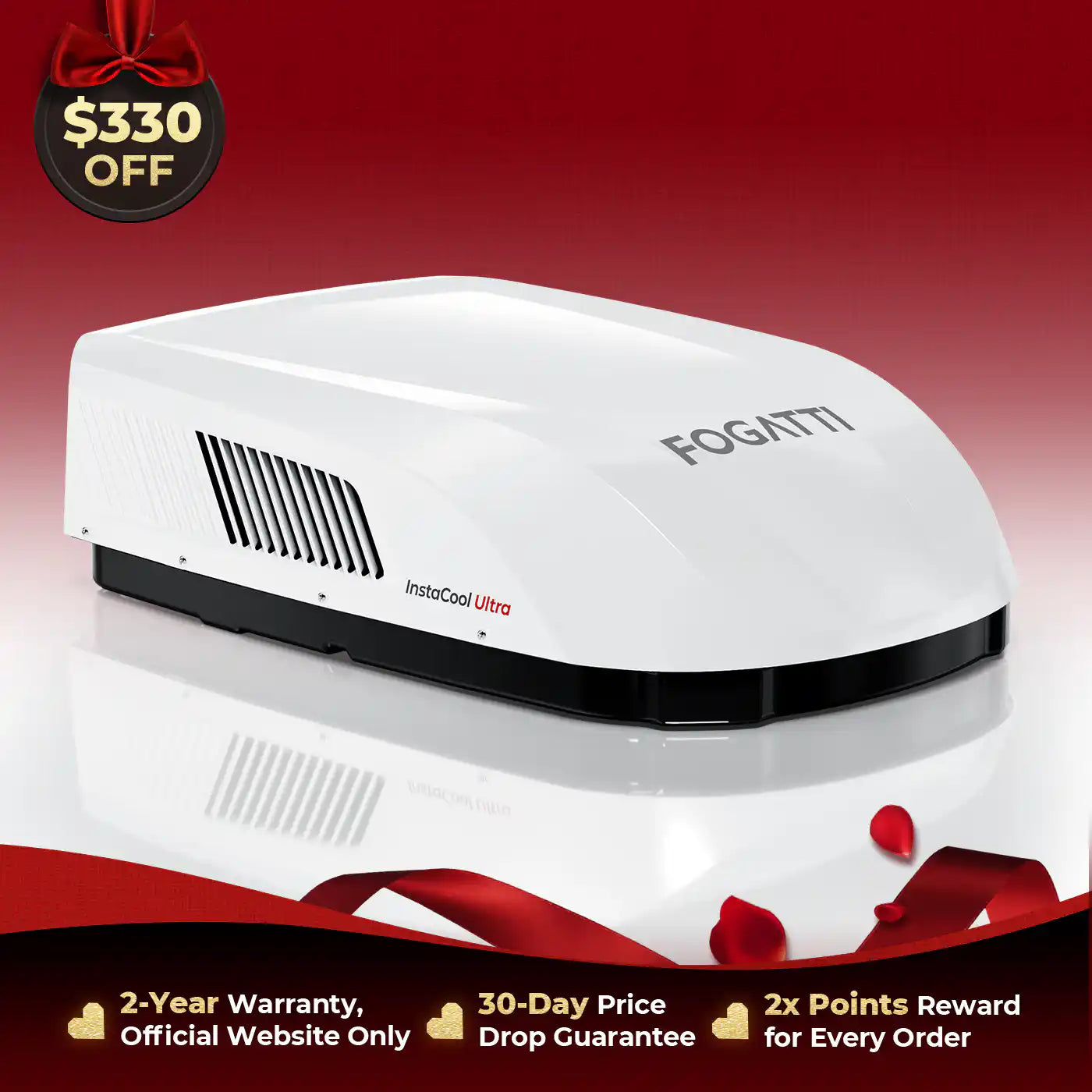 Fogatti InstaCool Ultra RV Air Conditioner |16,000 BTU Cooling with Heating | Non-Ducted