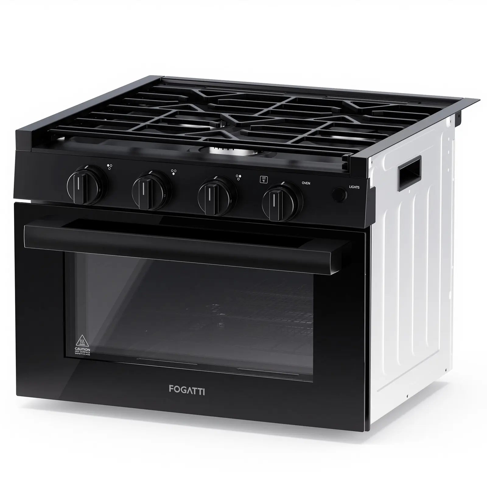 FOGATTI 17-Inch Dual-Fuel RV Range with Air Fryer, 3-Burner Propane Cooktop & Pulse Ignition