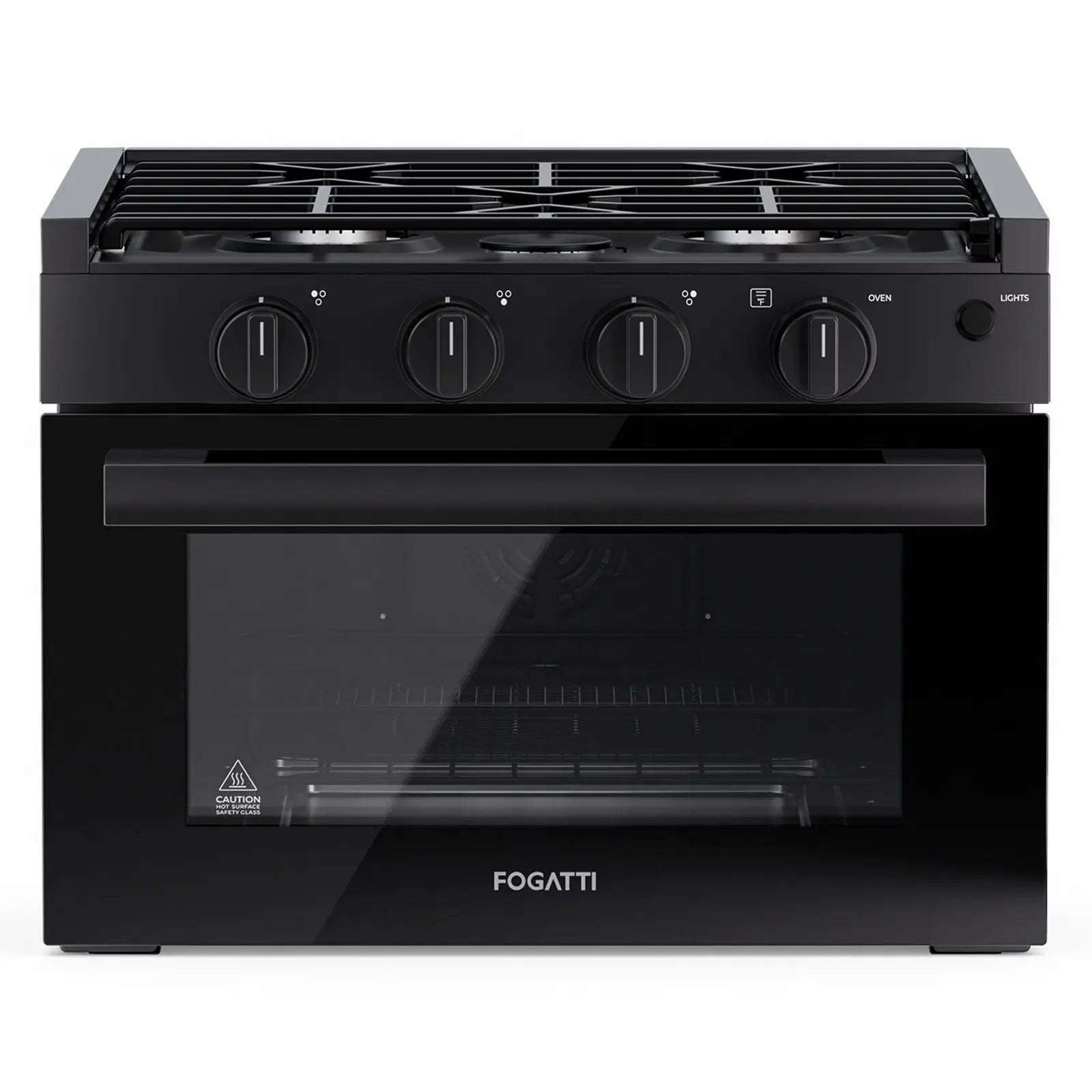 FOGATTI 17-Inch Dual-Fuel RV Range with Air Fryer, 3-Burner Propane Cooktop & Pulse Ignition