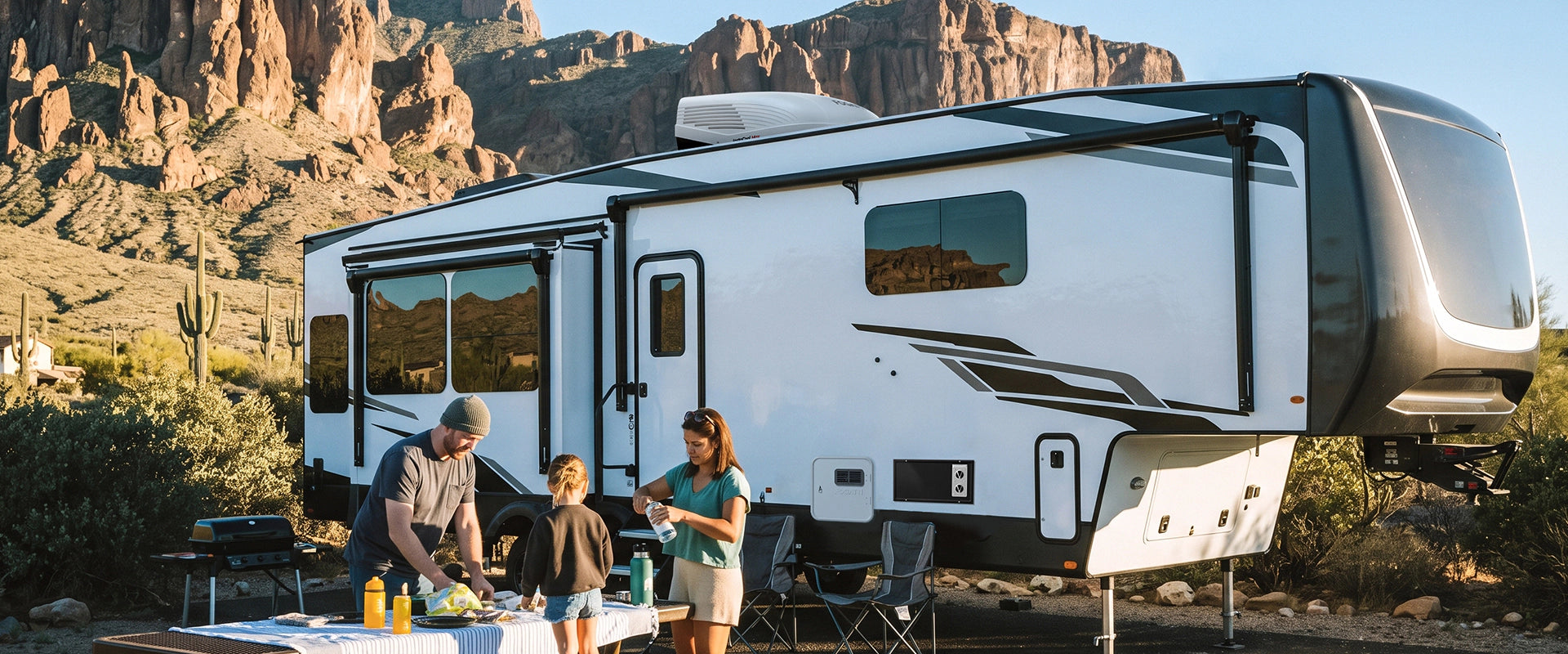 Fogatti S'mores Day RV campsite at night