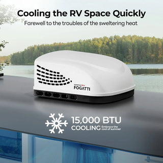 Fogatti InstaCool 15,000 BTU RV Rooftop Air Conditioner | Fast Cool | Replaceable Ducted/Non-Ducted RV AC | 115V(AC)
