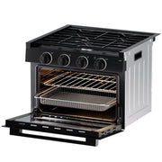 FOGATTI 17-Inch Dual-Fuel RV Range with Air Fryer, 3-Burner Propane Cooktop & Pulse Ignition