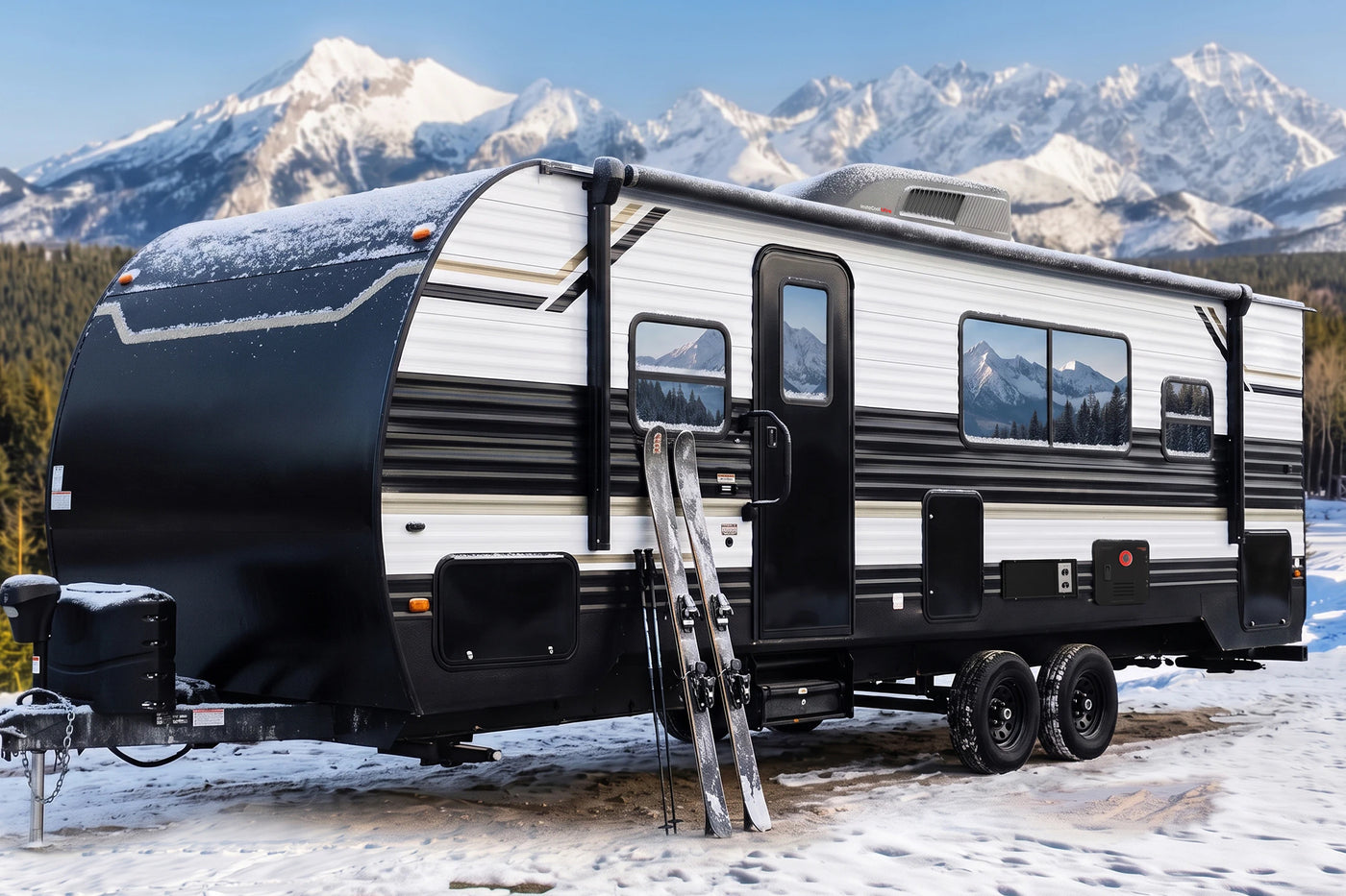 Mid-sized travel trailer equipment setup