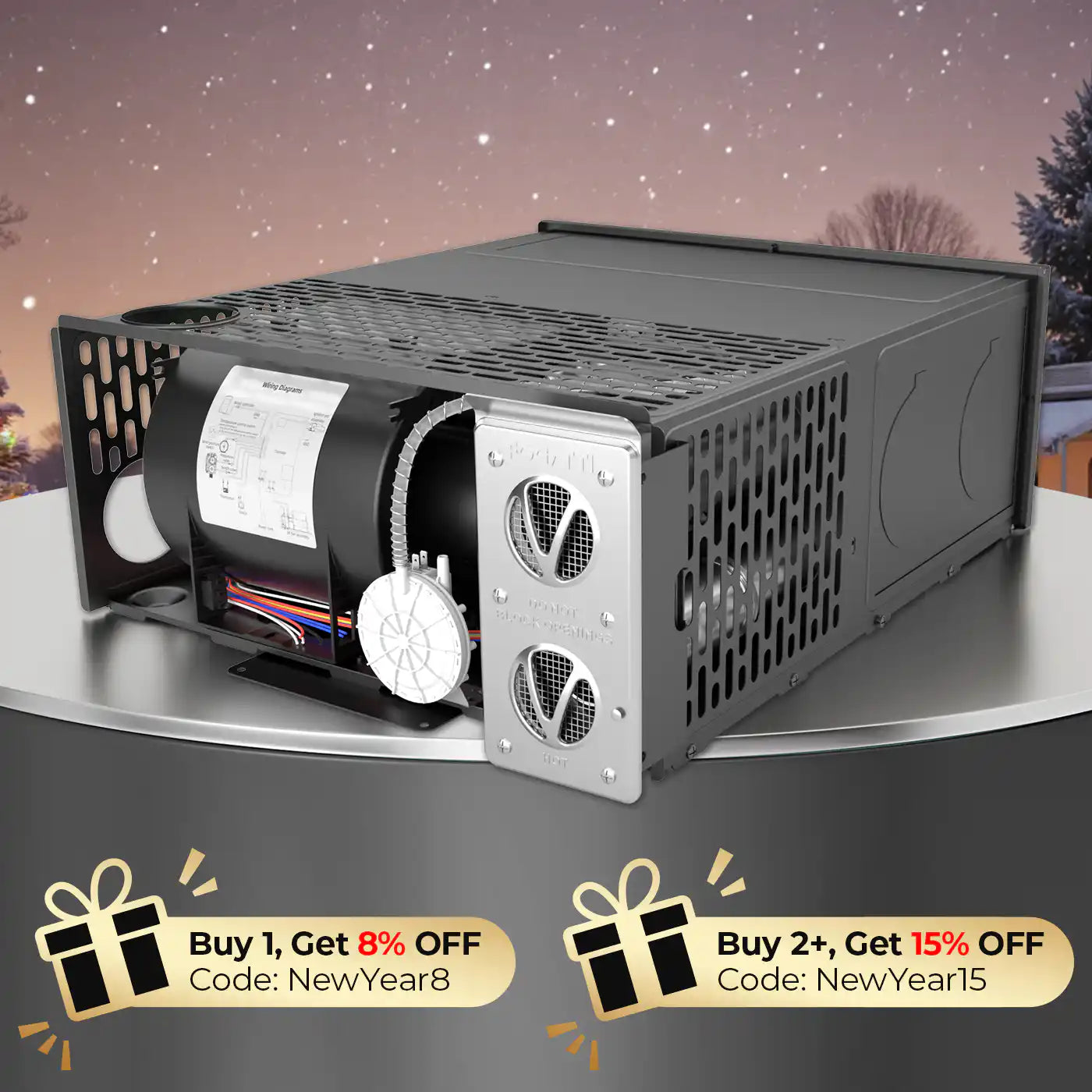 Fogatti InstaHeat 30K BTU RV Furnace, Ducted Propane Heater with Smart Remote Control,12V DC