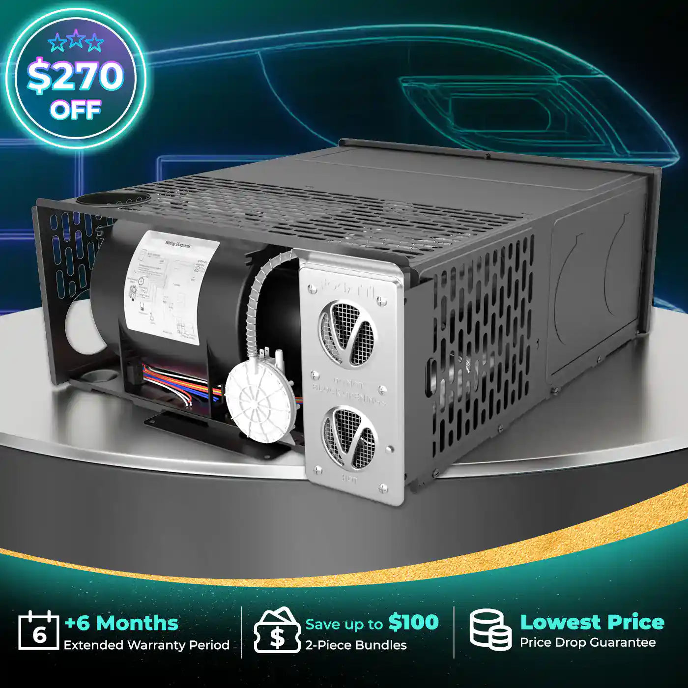 Fogatti InstaHeat 30K BTU RV Furnace, Ducted Propane Heater with Smart Remote Control,12V DC