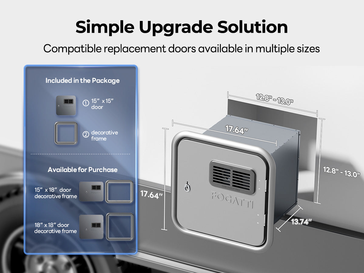 Fogatti InstaShower Ultra door sizes and installation fit