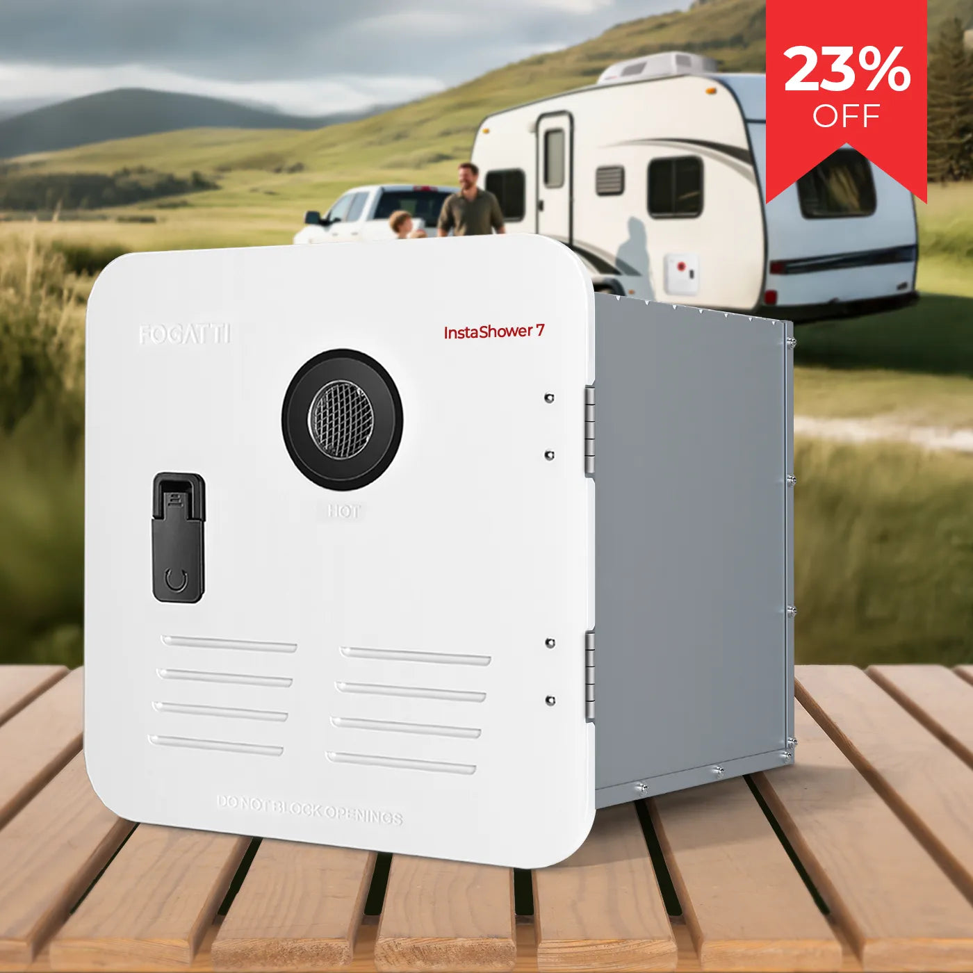 Fogatti InstaShower 7, 48,000 BTU RV Tankless Water Heater with Door