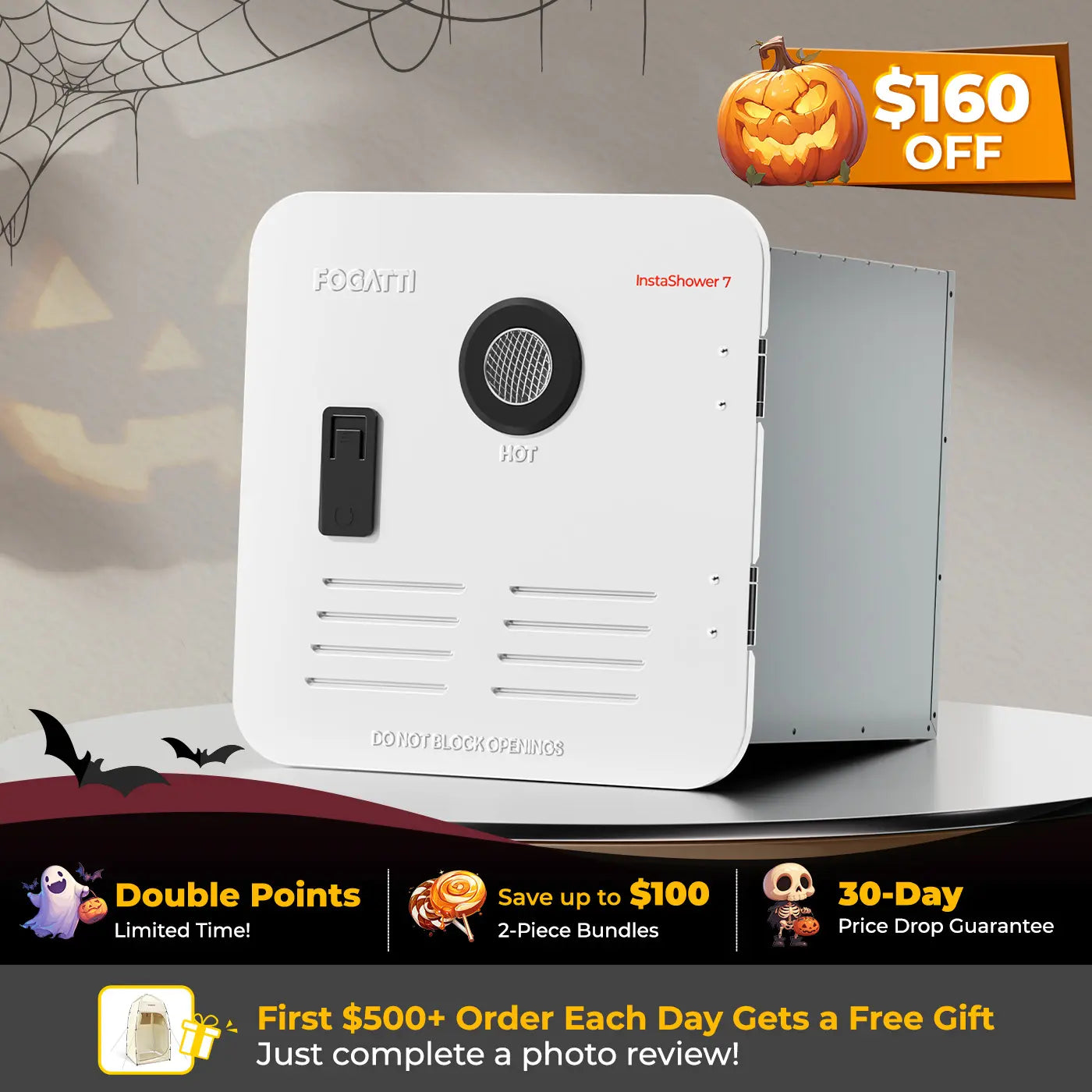 Fogatti InstaShower 7, 48,000 BTU RV Tankless Water Heater with Door