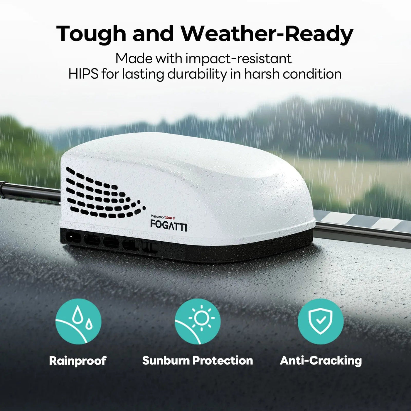 Fogatti InstaCool 15,000 BTU RV Rooftop Air Conditioner | Heat & Cool | Replaceable Non-Ducted/Ducted RV AC | 115V(AC)