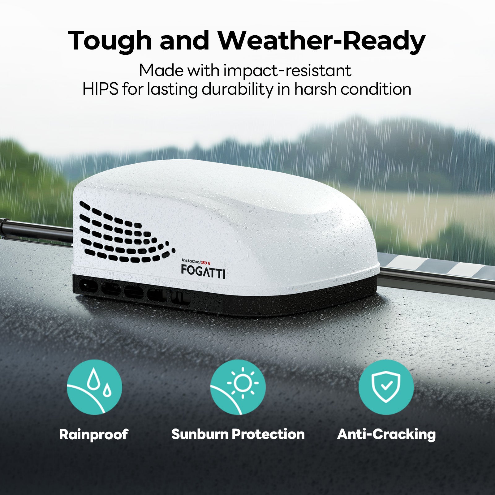 Fogatti InstaCool 15,000 BTU RV Rooftop Air Conditioner | Fast Cool | Replaceable Non-Ducted RV AC | 115V(AC)