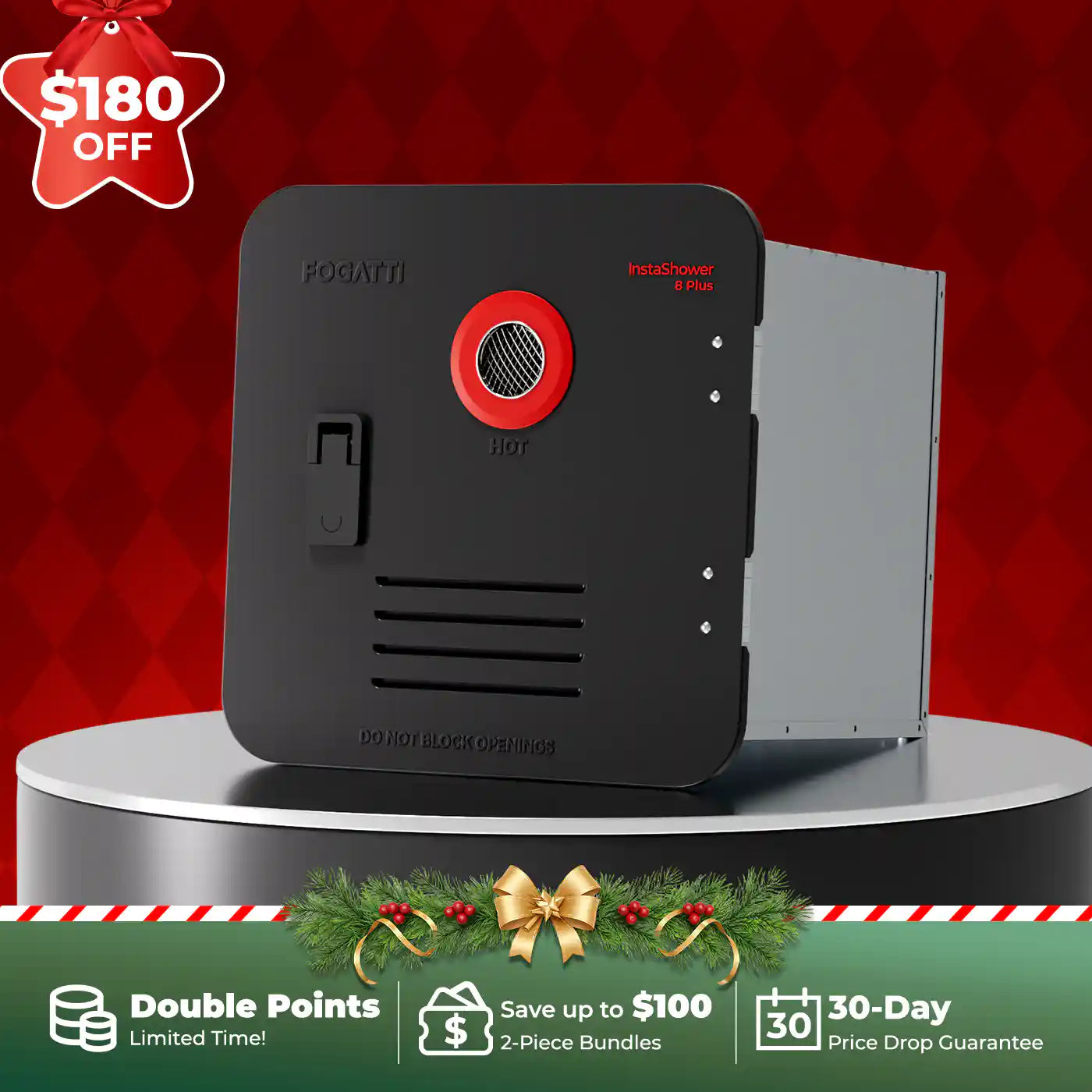 Fogatti InstaShower 8 Plus, 55,000 BTU RV Tankless Water Heater with Door