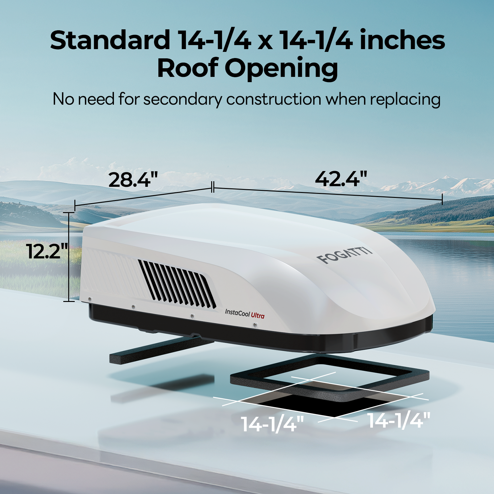 Fogatti InstaCool Ultra Rooftop RV Air Conditioner | 16,000 BTU Cooling with Heating | Non-Ducted