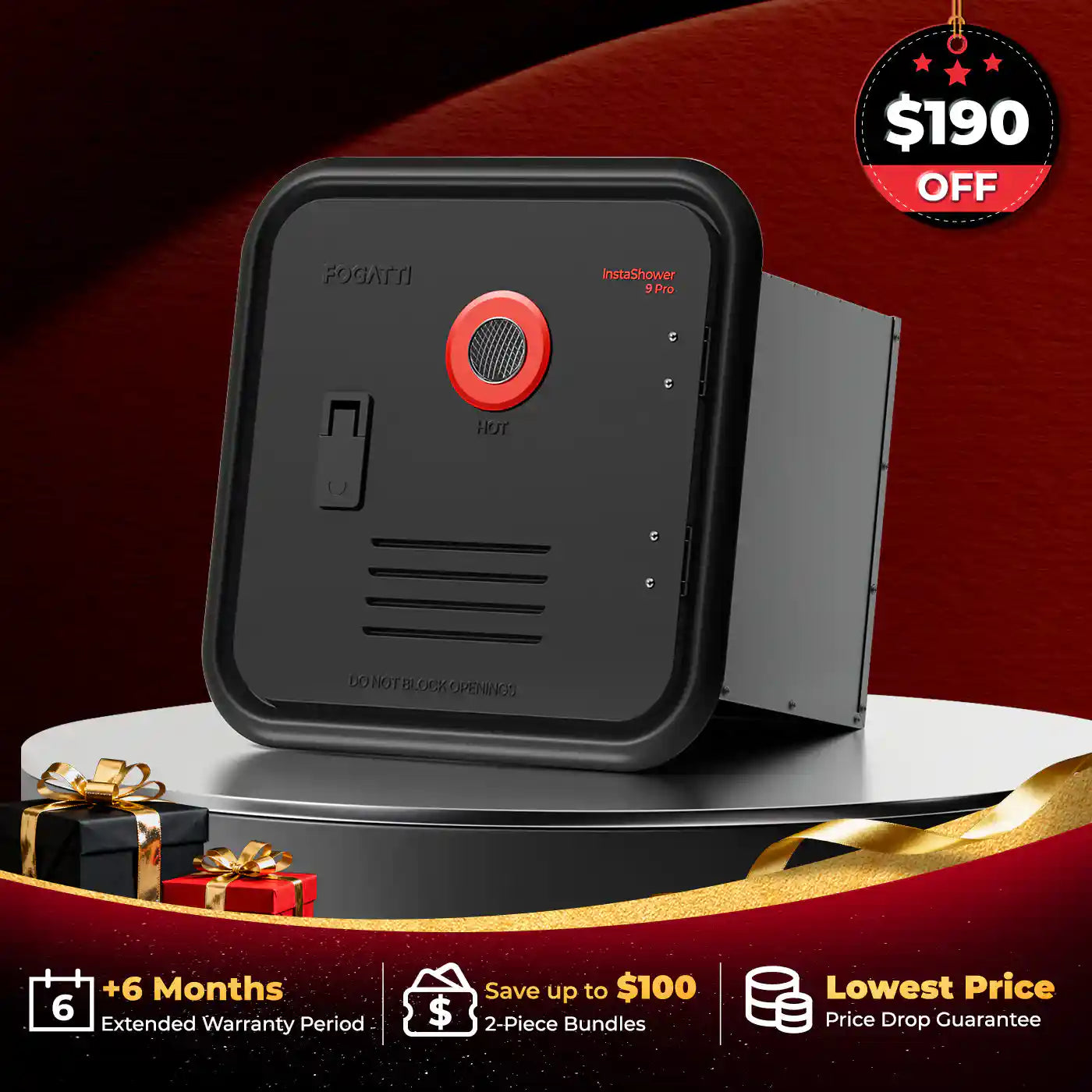 Fogatti InstaShower 9 Pro, 66,000 BTU RV Tankless Water Heater with Mixing Tank