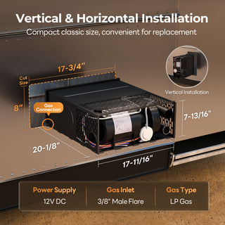 Fogatti InstaHeat 30K BTU RV Furnace, Ducted Propane Heater with Smart Remote Control,12V DC