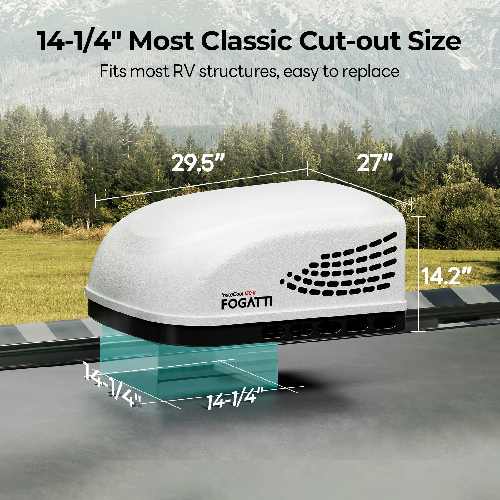 Fogatti InstaCool 15,000 BTU RV Rooftop Air Conditioner | Fast Cool | Replaceable Non-Ducted RV AC | 115V(AC)