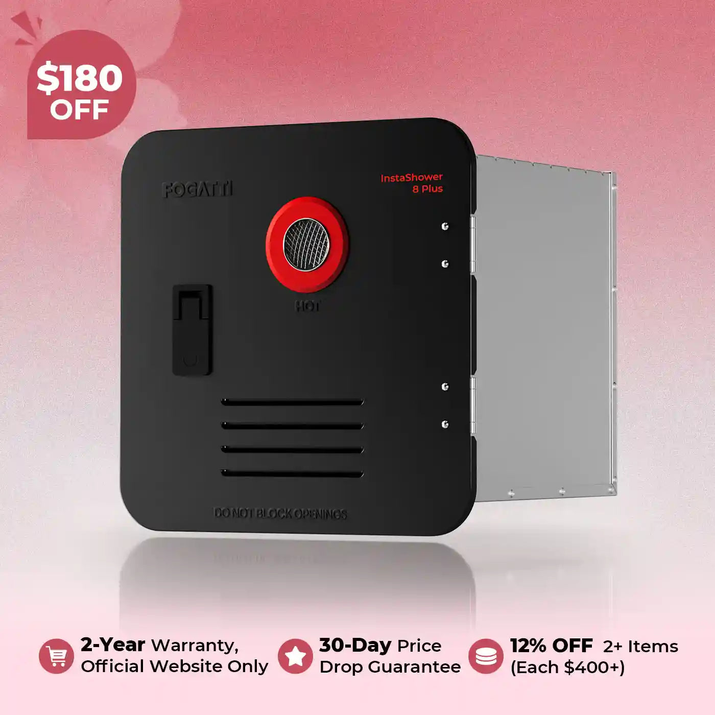 Fogatti InstaShower 8 Plus, 55,000 BTU RV Tankless Water Heater with Door