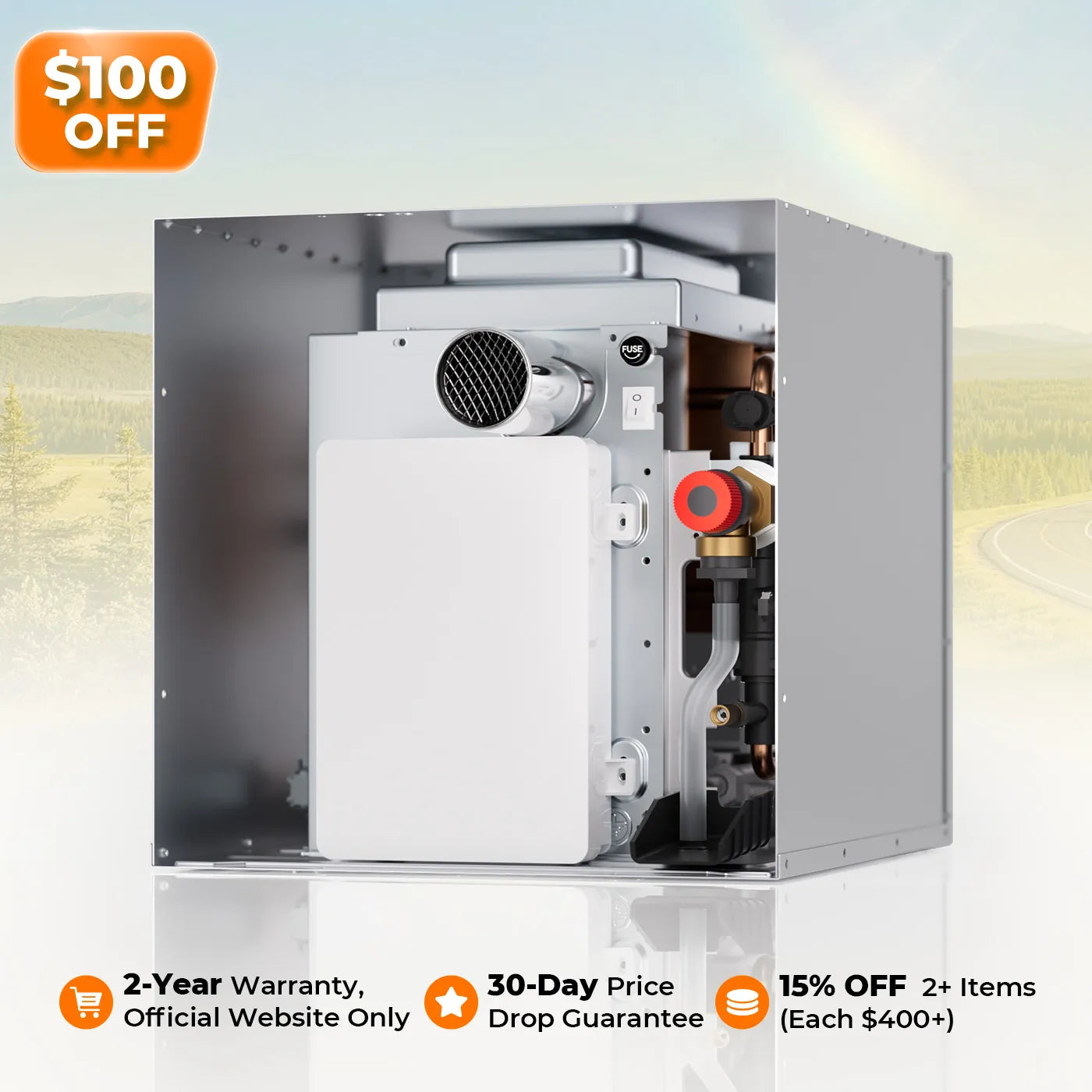 Fogatti RV Tankless Water Heater InstaShower 7, 48,000 BTU Heating, Energy Saving Modle