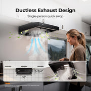 FOGATTI RV Range Hood 22 Inch with Powerful Suction | Non-Ducted / Ducted