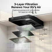 FOGATTI RV Range Hood 22 Inch with Powerful Suction | Non-Ducted / Ducted